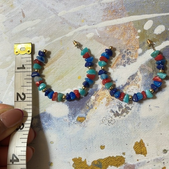 Colorful Beaded Hoop Earrings - Picture 10 of 14